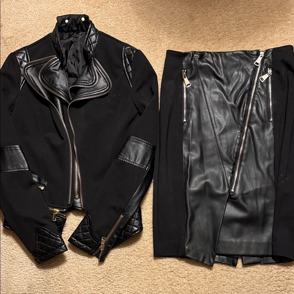 bebe Black leather set with Gold Accents